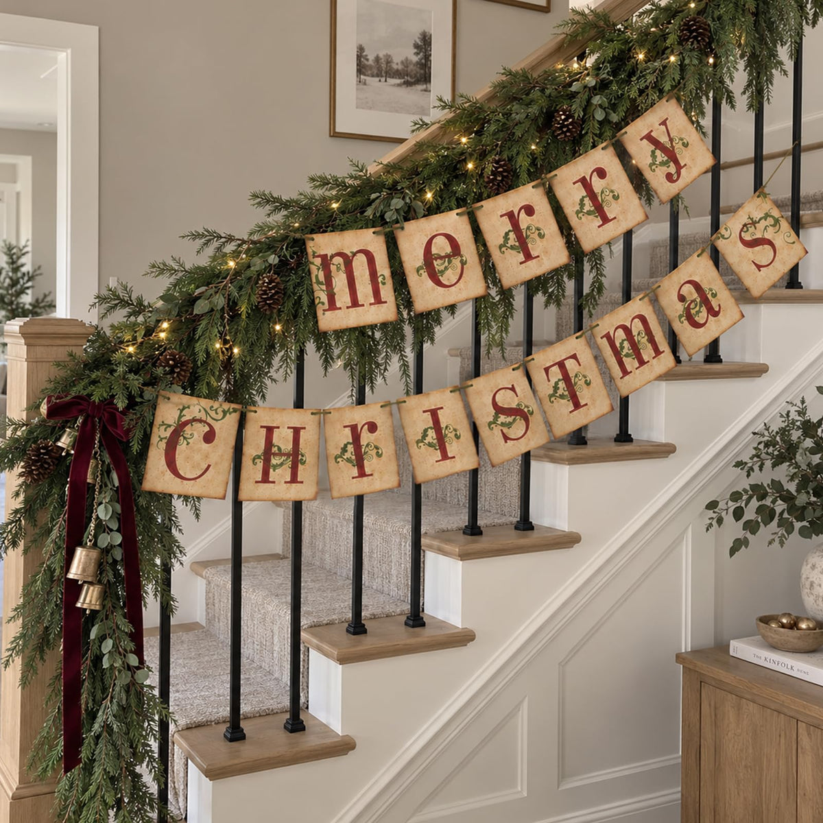 Christmas Decorations - Vintage Merry Christmas Banner for Home Decor