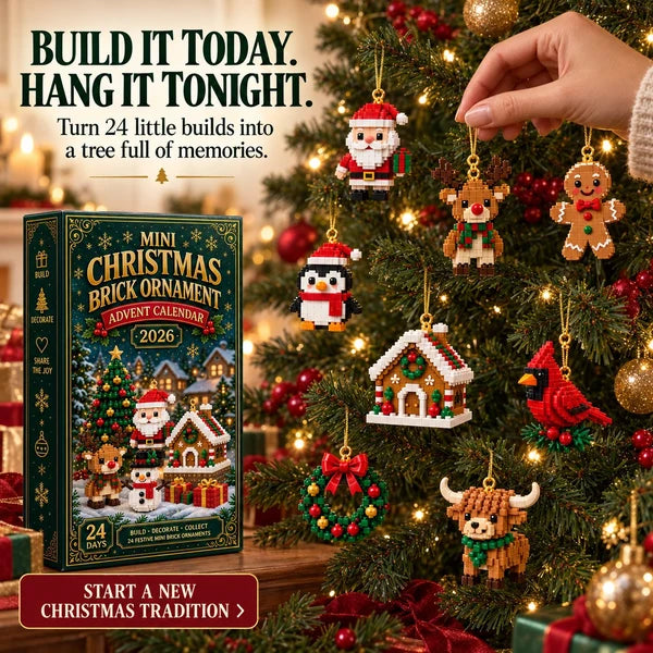 ⏳ Last day to save 49% – 🎄 24-Day Mini Christmas Ornament Advent Calendar | 24 unique festive buildable designs with hanging loops—perfect for decorating Christmas trees, wreaths, and holiday displays 🧱